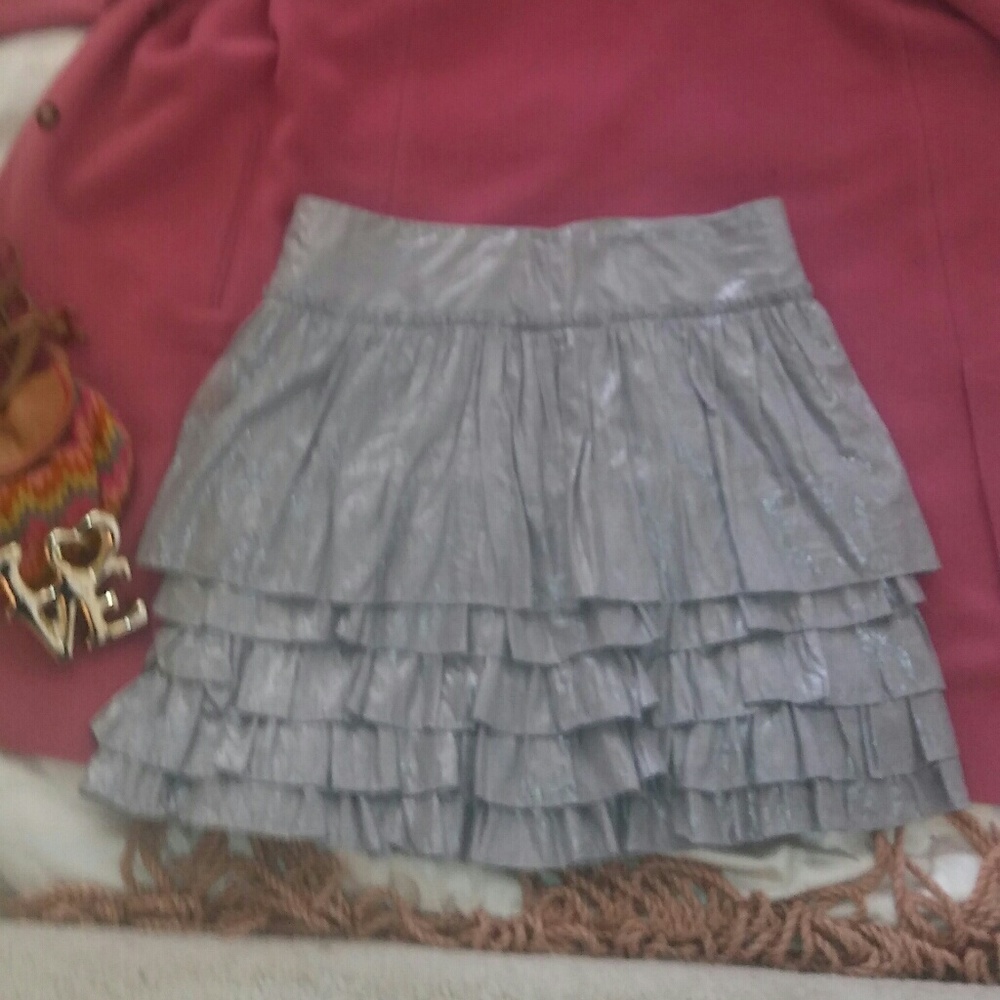 J. Crew Metallic Gray Skirt 8
